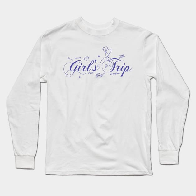 Women Vacation Summer Warning Girls Trip in Progress Long Sleeve T-Shirt by badCasperTess